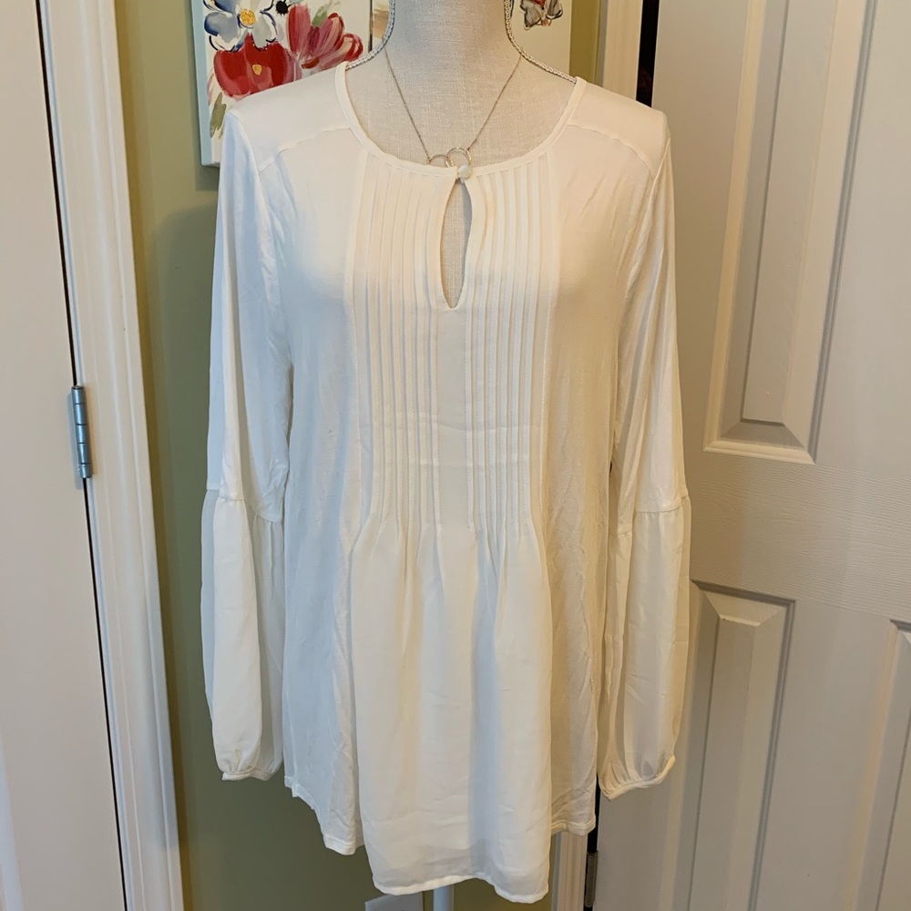 August Silk Ivory Blouse Size L